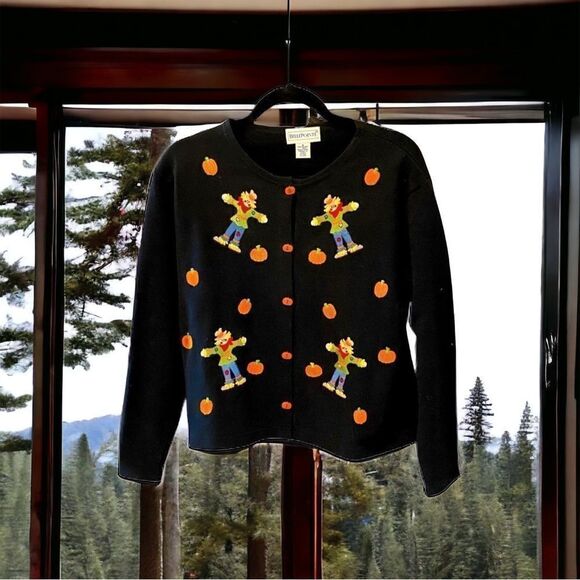 Bellepointe scarecrow embroidered pumpkin shaped buttons Grannycore - Picture 2 of 14